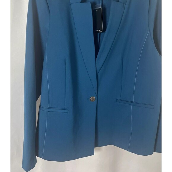 26 Eloquii Women’s Plus Size Stretch Blue/Green Work Blazer Rayon/nylon/spandex - Picture 2 of 5
